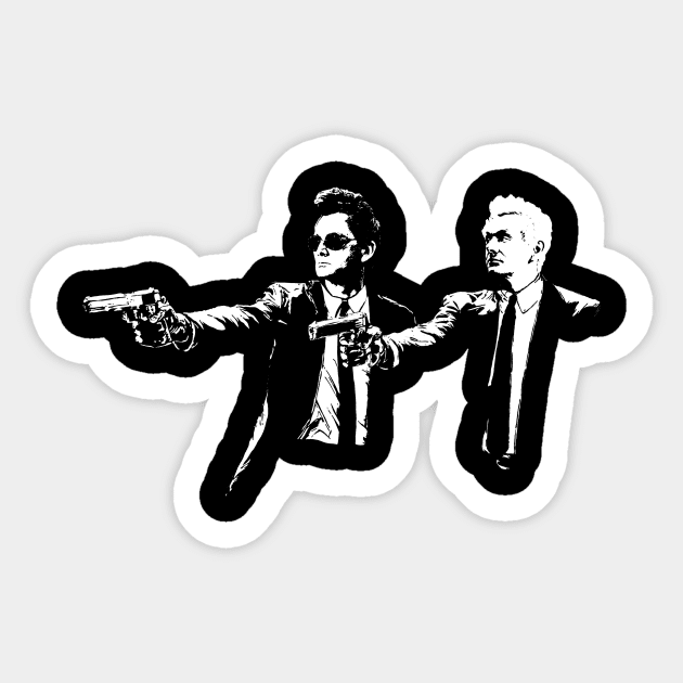 Good Omens Crowley Aziraphale Bansky Pulp Fiction Sticker by Bevatron